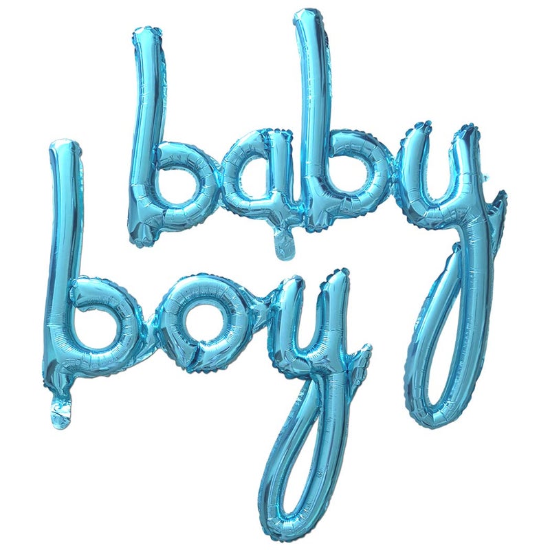 PartyForever Baby Boy Balloon Light Blue for Baby Shower Decorations and Supplies, Boy Gender Reveal Party Foil Balloons Banner Letters - Image 1